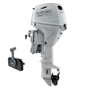 Suzuki DF25ATSW5 – 25 HP Short Shaft Outboard Motor | Electric Start, Power Trim & Tilt, Remote, White