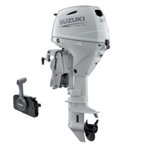 Suzuki DF30ATLW5 – 30 HP Long Shaft Outboard Motor | Electric Start, Power Trim & Tilt, Remote, White