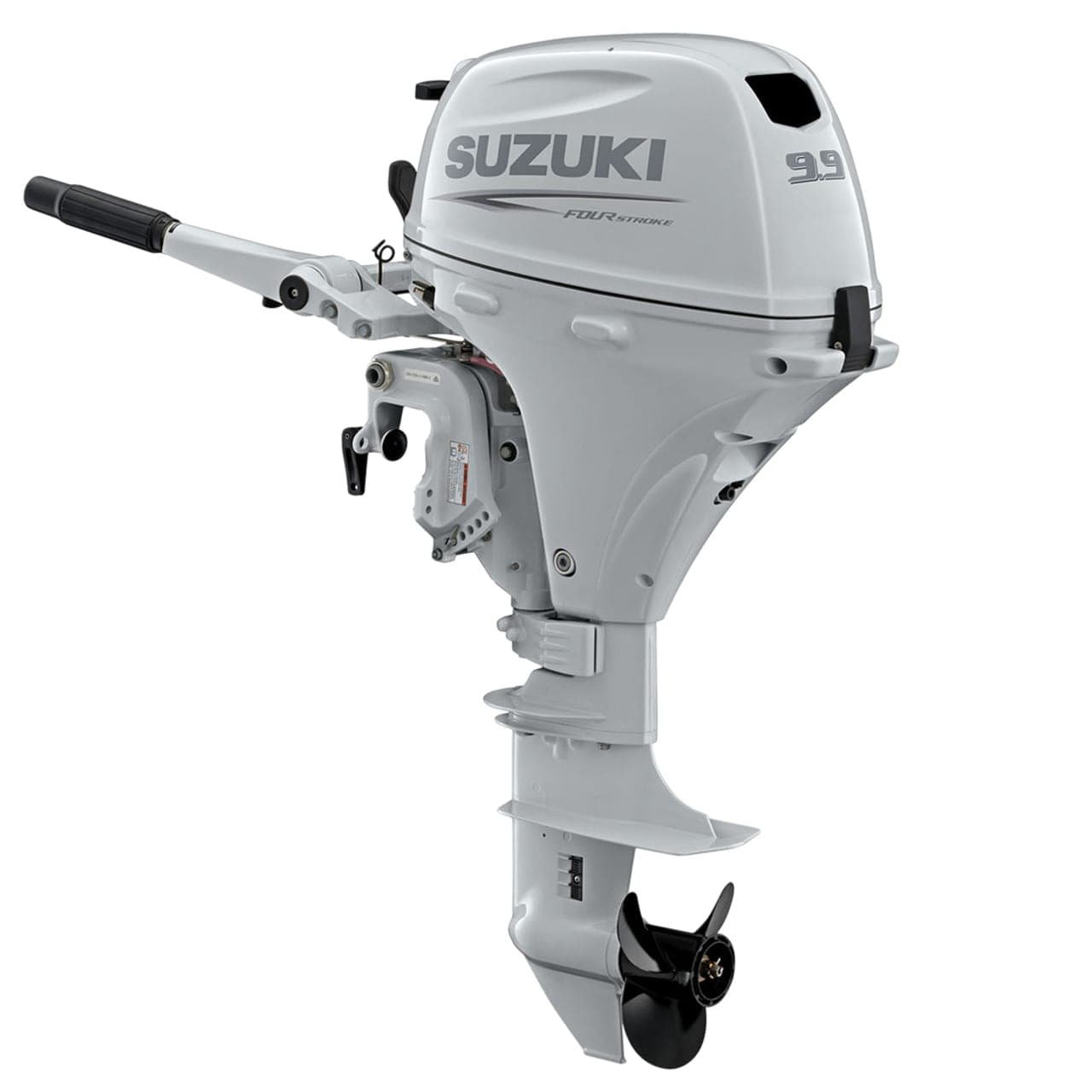 Suzuki DF9.9BTHLW5 – 9.9 HP Long Shaft Outboard Motor | Electric Start, Power Tilt, Tiller, White